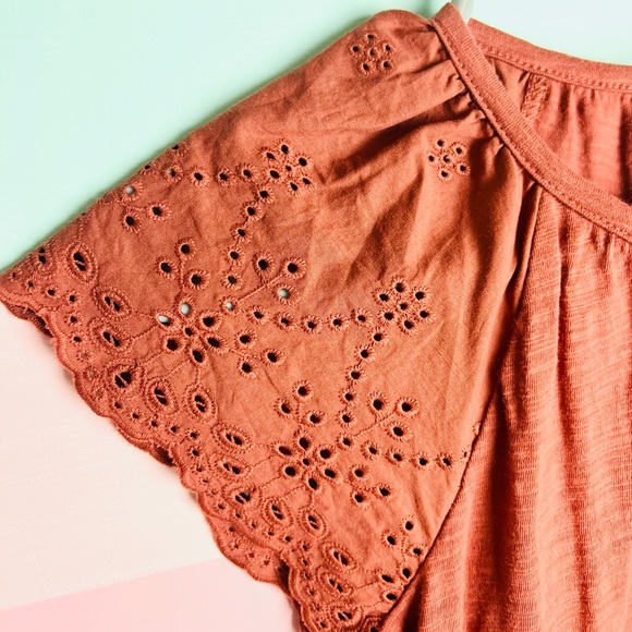 Oshkosh girls blouse eyelet flutter sleeves size 12 - Picture 2 of 4